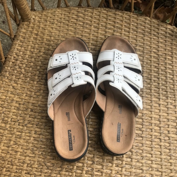 Clarks Women Leisa Spring Slide Sandals-9W White - Picture 2 of 5